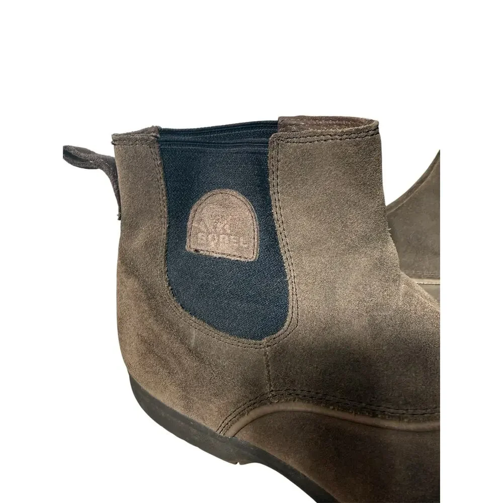 Sorel Men’s 10 Greely Waterproof Brown Suede Chelsea Boots Gorpcore Great Tread